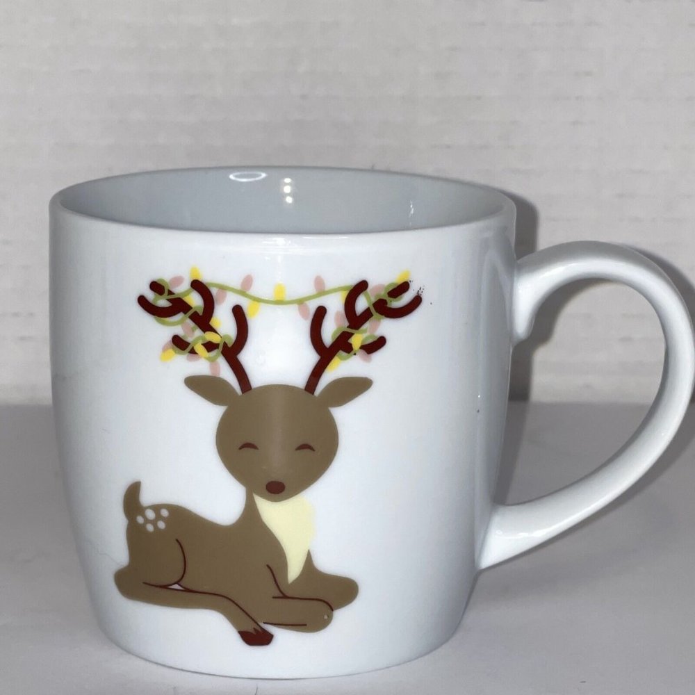 Now Designs Mug Deer With Antlers Wrapped In Christmas Lights 9 Oz